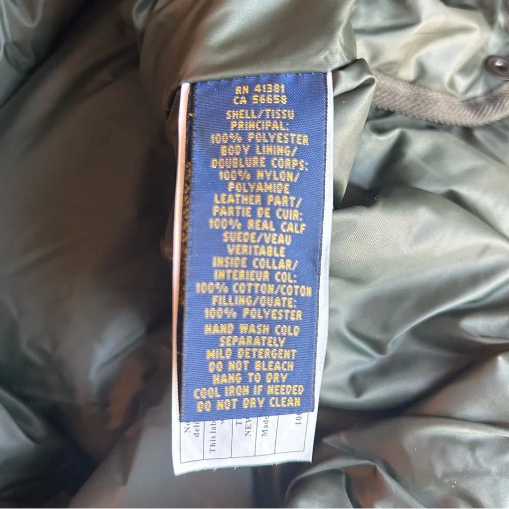 Polo Ralph Lauren Quilted Vest Olive Green Size L‎ - Picture 8 of 9